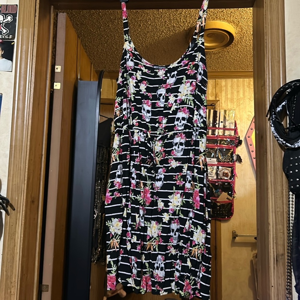 Hot Topic Striped/Skull Mini Dress